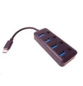 PremiumCord 5G SuperSpeed USB Hub Type C na 4x USB 3.1 A Gen1, vypínače portů