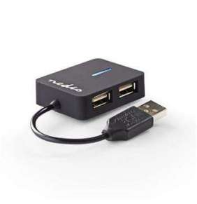 Nedis UHUBU2410BK - Rozbočovač USB | 4 porty | USB 2.0 | Cestovní Velikost