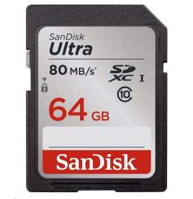 SanDisk SDXC 64 GB Ultra, 80MB/s, UHS-I, class 10/U1