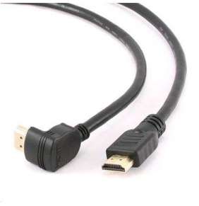 Cablexpert kábel HDMI-HDMI 3m, 2.0, M/M tienený, pozlátené kontakty, 90° lomený, čierny