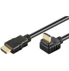 PremiumCord HDMI High Speed+Ethernet kábel, pozlátený zahnutý konektor 270° 1m