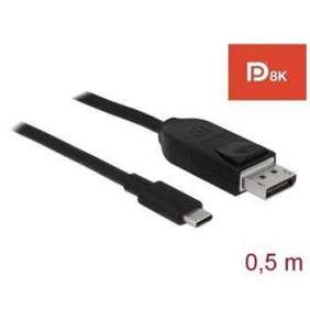 Delock Obousměrný kabel USB Type-C™ na DisplayPort (režim DP Alt) s certifikací 8K 60 Hz 1 m DP 8K