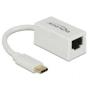 Delock Adaptér Super Speed USB (USB 3.1 Gen 1) s USB Type-C™ samec   Gigabit LAN 10/100/1000 Mbps kompaktní bílá