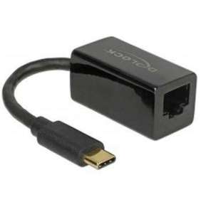 Delock Adaptér Super Speed USB (USB 3.1 Gen 1) s USB Type-C™ samec   Gigabit LAN 10/100/1000 Mbps kompaktní černý