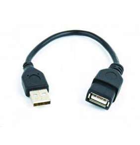 GEMBIRD Kabel USB A-A 15cm 2.0 prodlužovací HQ Black, zlacené kontakty