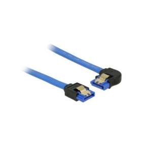 Delock Cable SATA 6 Gb/s receptacle straight   SATA receptacle left angled 50 cm blue with gold clips 