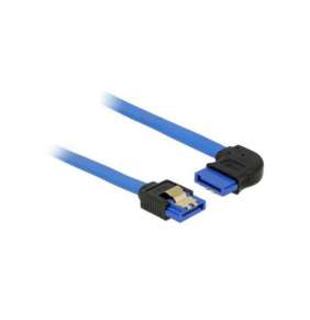 Delock Cable SATA 6 Gb/s receptacle straight   SATA receptacle right angled 50 cm blue with gold clips 