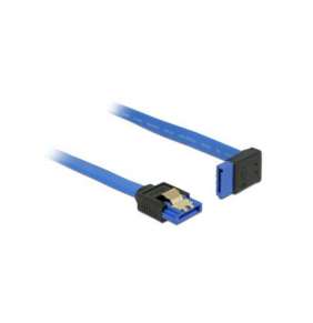 Delock Cable SATA 6 Gb/s receptacle straight   SATA receptacle upwards angled 100 cm blue with gold clips 