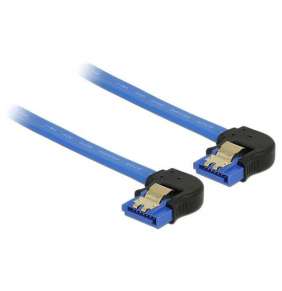 Delock Cable SATA 6 Gb/s receptacle downwards angled   SATA receptacle downwards angled 20 cm blue with gold clips 