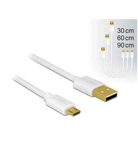 Delock Datový a rychlonabíjecí kabel USB 2.0 Typ-A samec   USB 2.0 Typ Micro-B samec sada 3 kusů bílý