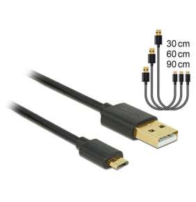 Delock Datový a rychlonabíjecí kabel USB 2.0 Typ-A samec   USB 2.0 Typ Micro-B samec sada 3 kusů černý