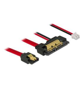 Delock Kabel SATA 6 Gb/s 7 pin samice + 2 pin napájecí samice   SATA 22 pin samice přímý (5 V) kovový 30 cm