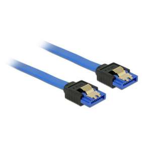 Delock Cable SATA 6 Gb/s receptacle straight   SATA receptacle straight 100 cm blue with gold clips 