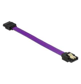 Delock SATA kabel 6 Gb/s 10 cm přímý/přímý, kovové svorky, fialový Premium