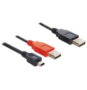 Delock kabel 2 x USB 2.0-A male   USB mini 5-pin, 30cm