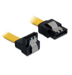 Delock kabel HDD SATA 50 cm přímý/dolů, žlutý, kovová západka