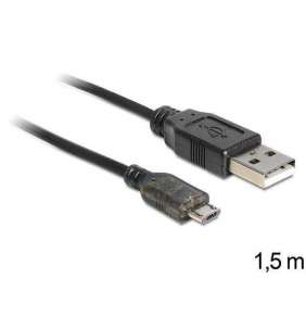 Delock datový a nabíjecí kabel USB A samec   USB micro B samec, délka 1,5m, s LED statusem nabíjení