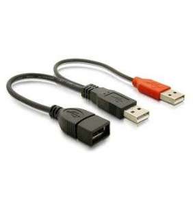 Napájecí kabel USB A samice z 2xUSB A samec. délka 22,5 cm
