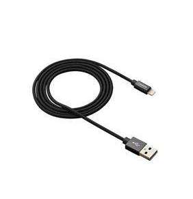 Canyon MFI-3, 1m prémiový opletený kábel Lightning/USB, MFI schválený Apple, čierny