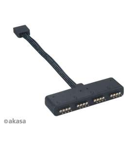AKASA rozbočovač pre AKASA RGB LED pásky / 1x samica / 4x samec, čierny, 10 cm