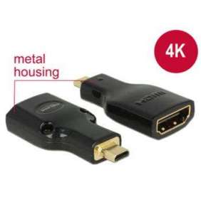 Delock Adaptér High Speed HDMI s Ethernetem – HDMI Micro-D samec   HDMI-A samice 4K černý