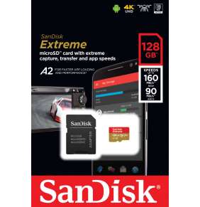 SanDisk Extreme 128GB microSDXC / CL10 / A2 / UHS-I U3 / 160mb/s / vč. adaptéru