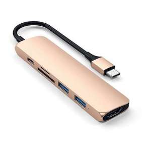 Satechi USB-C Slim Multiport adaptér V2 - Gold Aluminium