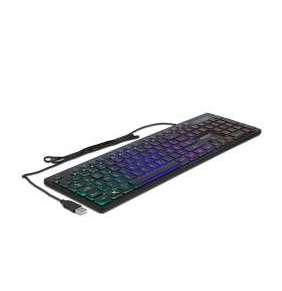 Delock USB klávesnice, drátová, 1,5 m, černá s RGB osvětlením