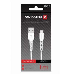 Swissten TPU nabíjecí kabel USB / USB-C 1,0 M BÍLÝ