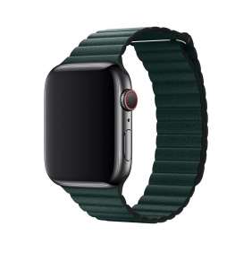 Apple Watch 44mm Forest Green Leather Loop - Medium
