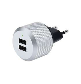 Just Mobile AC charger AluPlug ( 2 x 2.4A ) - Silver Aluminium