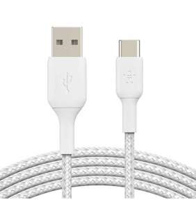 Belkin kábel Boost Charge Braided USB-A to USB-C 3m - White