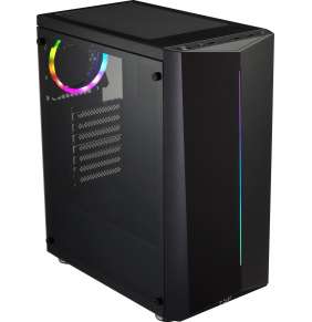 FSP/Fortron ATX Midi Tower CMT151 Black, průhledná bočnice, 1 x RGB LED 120 mm ventilátor
