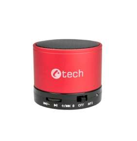 C-TECH reproduktor SPK-04R, bluetooth, handsfree, čtečka micro SD karet/přehrávač, FM rádio, červený