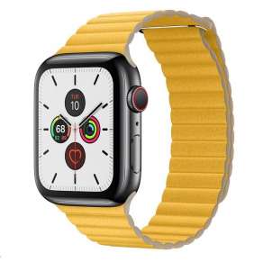 COTEetCI kožený magnetický řemínek Loop Band pro Apple Watch 38 / 40mm žlutý