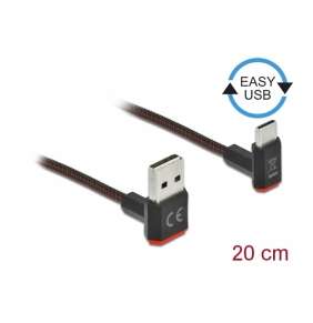 Delock Kabel EASY-USB 2.0 Typ-A samec na USB Type-C™ samec pravoúhlý nahoru / dolů 0,2 m černý