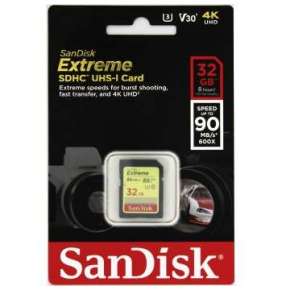 SanDisk Extreme SDHC 32GB 90MB/s V30 UHS-I U3