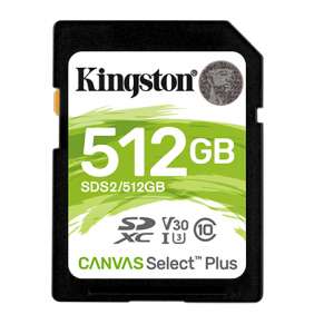 512GB SDXC Kingston Canvas Select Plus U3 V30 CL10 100MB/s