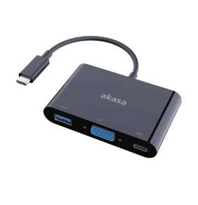 AKASA adaptér USB typ C na VGA, USB 3.0 typ-A a USB typ-C / AK-CBCA02-15BK / 15cm