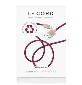 Le Cord kábel Braided Recycled Cable Lightning to USB 2m - Ghost Net Plum