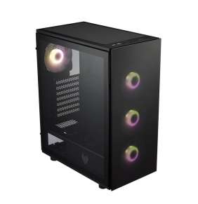 Fortron skříň Midi Tower CMT340 PLUS Black, 4 x A. RGB LED fan, průhledná bočnice