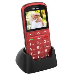 CPA HALO 11 Pro červený   nabíjecí stojánek/ pro seniory/ 2,4" barevný display/ SOS tlač./ vestavěná svítilna/ FM rádio