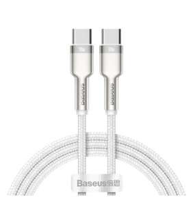 Baseus Cafule Series USB-C samec na USB-C samec nabíjací/dátový kábel s kovovými koncovkami 100W 1m, biely