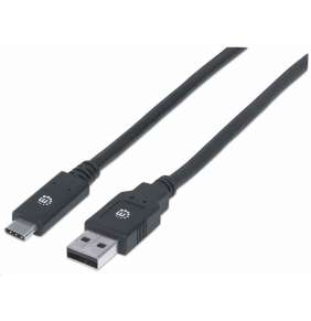 Kábel USB Manhattan, USB 3.2 Gen 1, USB-A samec na USB-C samec, 5 Gb/s, 2 m, čierna