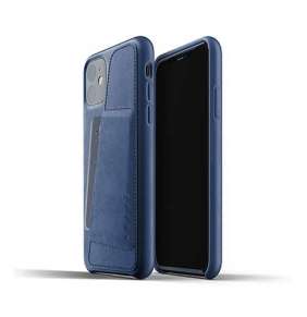 Mujjo kryt Full Leather Wallet Case pre iPhone 11 - Monaco Blue
