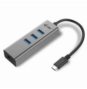 i-tec USB HUB METAL/ 3 porty/ USB 3.0/ USB 3.1 Type C na Gigabit Ethernet adaptér (RJ45)
