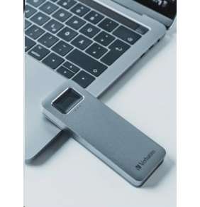 VERBATIM Externý SSD disk 1 TB, Executive Fingerprint Secure SSD, USB 3.2 Gen 1/USB-C, (W:356 MB/s, R:344 MB/s), sivá