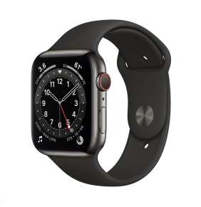 Apple Watch Series 6 44mm Cellular grafitová ocel s černým sportovním řemínkem