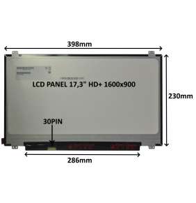 LCD PANEL 17,3" HD+ 1600x900 30PIN MATNÝ / ÚCHYTY NAHOŘE A DOLE