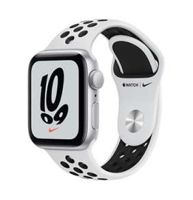 Apple Watch Nike SE GPS, 40mm Silver Aluminium Case with Pure Platinum/Black Nike Sport Band - Regular